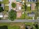 Aerial view showcases the home's layout, fenced yard, and neighborhood surroundings at 14734 11Th St, Dade City, FL 33523