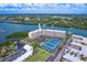 Aerial view of the complex with arrow pointing to the unit at 19451 Gulf Blvd # 506, Indian Shores, FL 33785