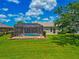Green lawn with view of screened-in patio and pool in the backyard at 2875 Grazeland Dr, Sarasota, FL 34240