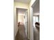 Hallway showing the entrances to two bedrooms with neutral carpeting at 631 Haven Pl, Tarpon Springs, FL 34689