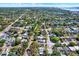 This aerial view showcases a lush neighborhood with tree-lined streets and cozy single-Gathering homes at 2049 Broadway, Clearwater, FL 33755