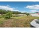 Expansive backyard featuring a tranquil pond surrounded by lush greenery and mature trees at 304 Shell Manor Dr, Ruskin, FL 33570