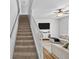 Carpeted stairway that opens up to a living room at 4809 Walnut Ridge Rd, Land O Lakes, FL 34638