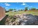View of the fenced in backyard showing the rear of the home and a shed at 8442 Pinewood Ave, Brooksville, FL 34613