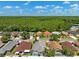 Aerial view of neighborhood showcasing houses with screened-in pools and green spaces at 19750 Ellendale Dr, Land O Lakes, FL 34638