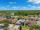 Scenic aerial view of the homes and surrounding wooded areas with lakes at 19750 Ellendale Dr, Land O Lakes, FL 34638