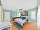 Comfortable bedroom featuring hardwood floors, ceiling fan, and ample closet space at 235 38Th S St, St Petersburg, FL 33711