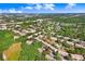 An aerial view of a townhouse complex surrounded by lush greenery and a community pool at 2418 Lake Woodberry Cir, Brandon, FL 33510