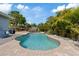 Backyard pool features lush landscaping, pergola, and paver deck with room for grilling at 4003 W Bay Ave, Tampa, FL 33616