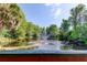 Scenic community pond featuring a fountain and lush green surroundings at 612 Fairmont Ave # D, Safety Harbor, FL 34695