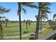 Expansive golf course view from the balcony showcases lush greens and towering palm trees under a clear blue sky at 6191 Bahia Del Mar Blvd # 204, St Petersburg, FL 33715