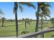 Expansive golf course view from the balcony showcases lush greens and towering palm trees under a clear blue sky at 6191 Bahia Del Mar Blvd # 204, St Petersburg, FL 33715