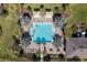 Aerial view of a pool surrounded by palm trees and chairs at 10101 Mangrove Well Rd, Ruskin, FL 33573