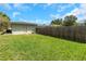 A sprawling backyard with lush green grass and a well-maintained fence at 1881 Stancel Dr, Clearwater, FL 33764