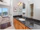 Bathroom with granite countertop, sink, cabinet, a turtle picture, and ocean view in background at 1901 Carolina Ne Ave, St Petersburg, FL 33703