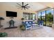 Cozy covered patio with ample seating, an outdoor grill, and a large TV for entertainment at 30723 Reed Rd, Dade City, FL 33523