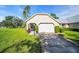 Charming single-story home featuring a well-manicured lawn, attached garage, and welcoming curb appeal at 4819 Boonesboro Ct, New Port Richey, FL 34655