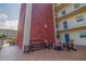 Comfortable outdoor patio area with various seating options for residents and guests at 5575 Gulf Blvd # 329, St Pete Beach, FL 33706