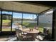 Covered patio with seating area overlooking a pond and manicured lawn at 1438 Mallory Sail Pl, Brandon, FL 33511