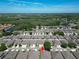 A top-down aerial view showcases the property nestled among neighboring homes and lush green spaces at 19337 Weymouth Dr, Land O Lakes, FL 34638