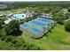 Aerial view of community amenities including pool, tennis courts, and more at 19337 Weymouth Dr, Land O Lakes, FL 34638