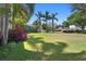 Lush green backyard featuring healthy lawn, vibrant flowers, and mature trees on a sunny day at 2501 S Dundee St, Tampa, FL 33629