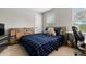 Comfortable bedroom with blue bedding, side table, and boxes at 5501 N 15Th St, Tampa, FL 33610