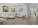 Open-concept living room with white walls, stylish tile flooring, modern decor, and plenty of natural light at 879 De Soto Blvd, Tarpon Springs, FL 34689