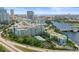An eye-level aerial view of the condominium complex by the river in a downtown area at 201 W Laurel St # 307, Tampa, FL 33602