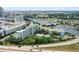 Stunning aerial view showcasing the condo buildings, the river, and the downtown skyline at 201 W Laurel St # 307, Tampa, FL 33602