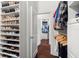 Spacious walk-in closet with extensive shoe storage and clothing racks for optimal organization at 4010 W Leona St, Tampa, FL 33629