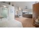 Spacious living room with open floor plan, fireplace, and modern furnishings at 5519 Greyston St, Palm Harbor, FL 34685