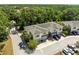 Townhome aerial view exhibiting lush surroundings, community parking, and private driveways at 6406 Sanctuary Creek Ln, Tampa, FL 33625