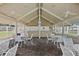 Exterior shot of a covered patio area with tables and an outdoor pool at 6490 Cape Hatteras Ne Way # 4, St Petersburg, FL 33702