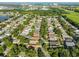 An aerial view shows a residential community close to local industrial sites and a long, narrow stretch of water at 6933 Waterbrook Ct, Gibsonton, FL 33534