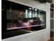 Sleek modern fireplace with decorative glass accents in the living room at 1326 Moss Dr, Dunedin, FL 34698