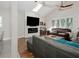 Inviting living room with fireplace and vaulted ceilings at 1326 Moss Dr, Dunedin, FL 34698