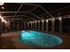 Inviting screened-in pool area illuminated at night with string lights for nighttime swims at 1916 River Crossing Dr, Valrico, FL 33596
