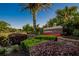 Beautiful Saddlebrook resort sign surrounded by vibrant, well-maintained tropical landscaping at 29909 Baywood Ln, Wesley Chapel, FL 33543