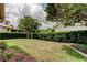 Lush backyard featuring a privacy hedge, and mature trees, creating a serene outdoor space at 3310 Tanglewood Trl, Palm Harbor, FL 34685