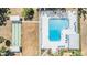 Aerial view showcasing the pool and shuffleboard amenities at this community at 4801 Airport Rd # 214, Zephyrhills, FL 33542