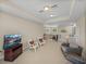 Spacious bonus room on upper level with comfortable seating, TV, and staircase view at 13143 Palmilla Cir, Dade City, FL 33525