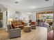 Inviting living room with hardwood floors, comfortable seating, and a seamless flow to the outdoor lanai at 13143 Palmilla Cir, Dade City, FL 33525
