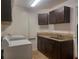 View of the laundry room area with utility sink, cabinets, washer, and dryer at 14115 Harborwood Dr, Largo, FL 33774