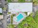 Aerial view of pool area next to parking at 201 Laurel # 308, Tampa, FL 33602