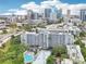 An aerial view of the condominium with a pool and an expansive skyline at 201 Laurel # 308, Tampa, FL 33602