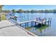 Dockside view of relaxing dock featuring colorful Adirondack chairs to enjoy the water at 4151 Sunrise S Dr, St Petersburg, FL 33705