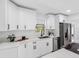 Well-lit kitchen featuring white cabinets, stainless steel appliances, and modern fixtures at 5731 Denver Ne St, St Petersburg, FL 33703