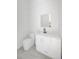 Modern bathroom featuring a sleek white vanity, mirror and toilet at 10130 Deercliff Dr, Tampa, FL 33647