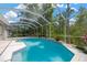 A beautiful screened-in pool area with lush greenery in the background, perfect for outdoor enjoyment at 10130 Deercliff Dr, Tampa, FL 33647